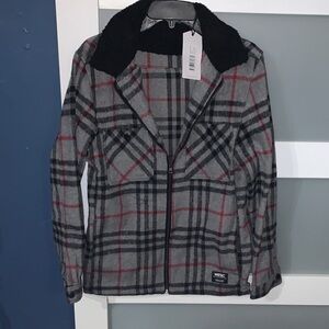 Wesc Women's Black and Red Plaid Utility Jacket